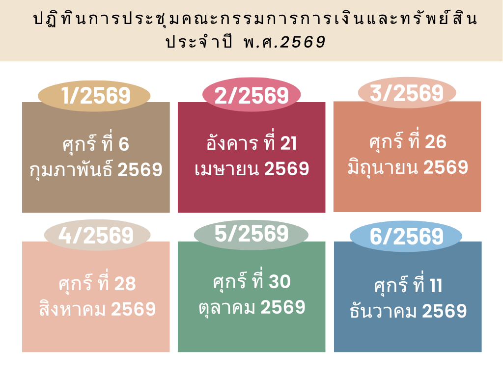 ปฏิทินประชุมคณะกรรมการการเงินและทรัพย์สิน ปี พ.ศ.2569